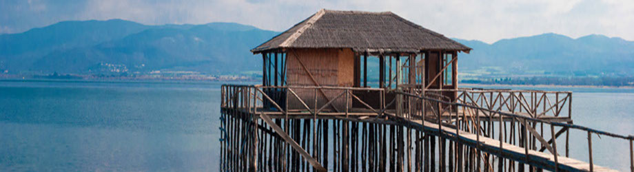 A typical lagoon house of the doiranii area Greece